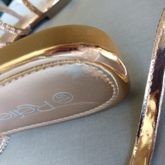 Rose Gold Gladiator Sandals size 5.5 new with imperfections spiral no tie flats - Picture 14 of 15